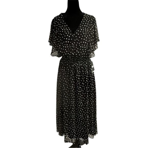 NWT DKNY Flutter Sleeve Fit & Flare Midi Dress Size 10 - Picture 1 of 4
